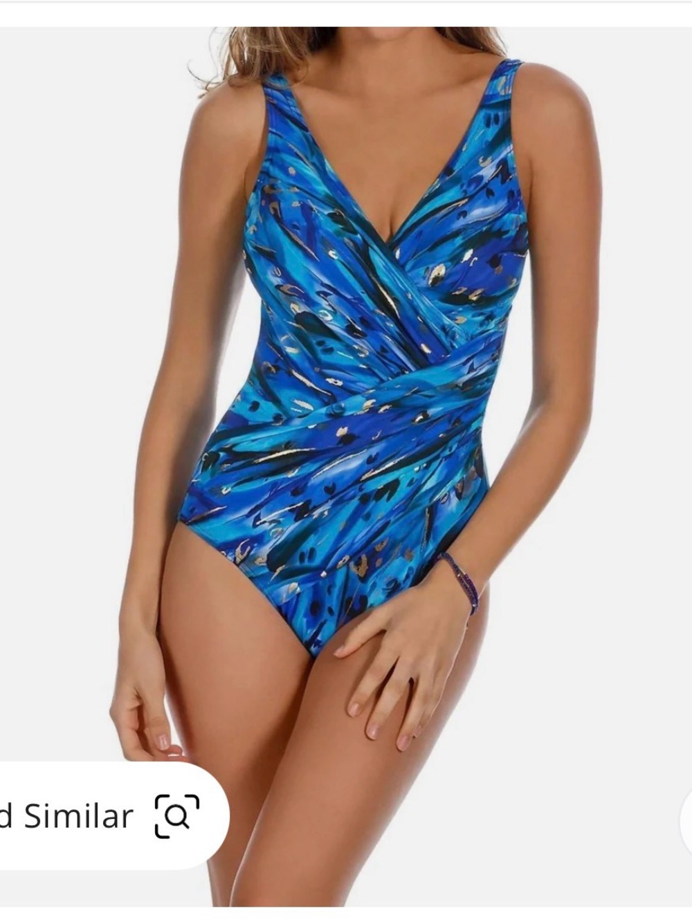 Miraclesuit Womens Animal Magnetism Oceanus One Piece Swimsuit Size 8 Blue Gold